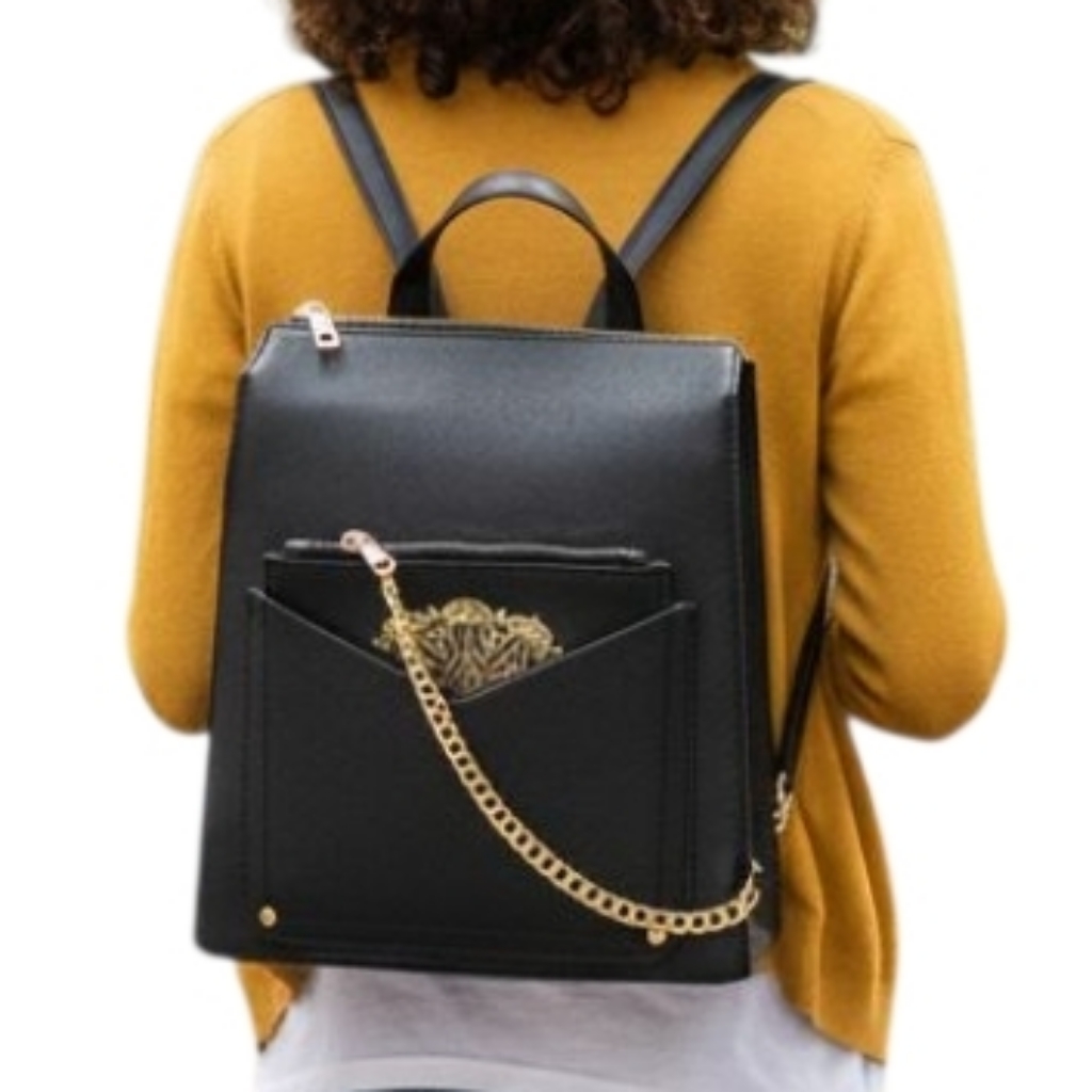 Black And Gold 2 Piece Backpack Purse